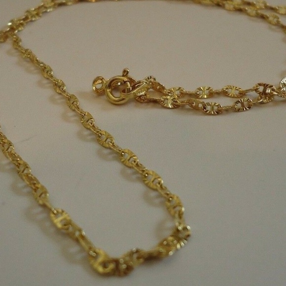 Italian Necklace 18" Solid 18K Yellow Gold over Real 925 Sterling Silver - Picture 5 of 5